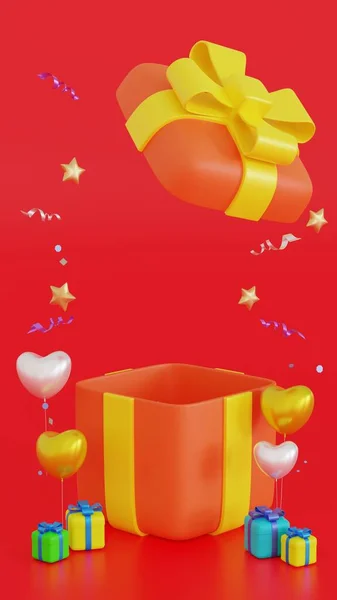 Promotion Platform Gifts Box Balloon Decoration Mock Valentine Anniversary Season — Stock fotografie