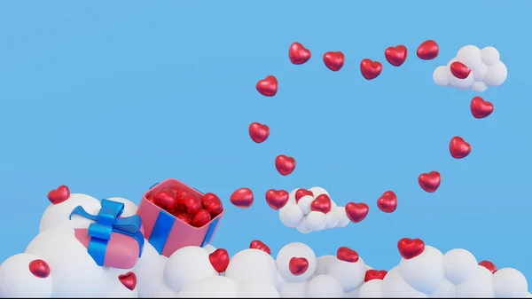 Promotion Platform Cloud Sky Gifts Box Heart Shape Mock Valentine — 스톡 사진