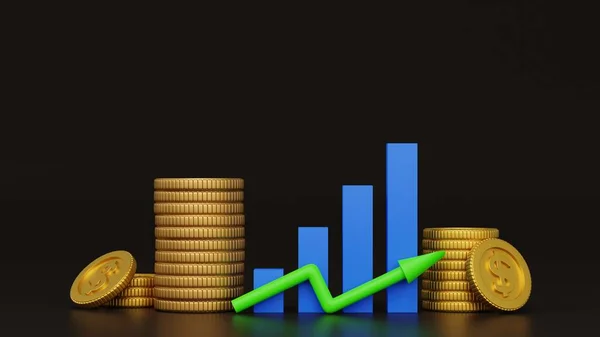 Business Graph Bar Chart Diagram Stack Gold Coin Growth Business — Stock Fotó