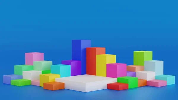 Piedistallo Geometrico Forma Podio Rettangolo Multicolore Vuoto Presentazione Del Display — Foto Stock