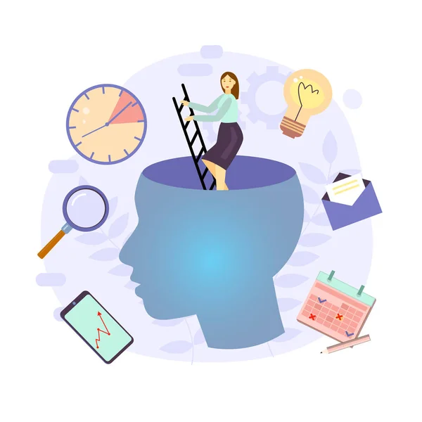 Illustration Vectorielle Productivité Mind Idée Éléments Gestion Temps Efficaces Pour — Image vectorielle