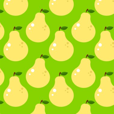 Meyveli, şirin, düz yaz şablonu. Armutlar. Tasarımın için harika bir yemek geçmişi. Vejetaryen, vejetaryen, sağlıklı yemek, diyet konsepti. 