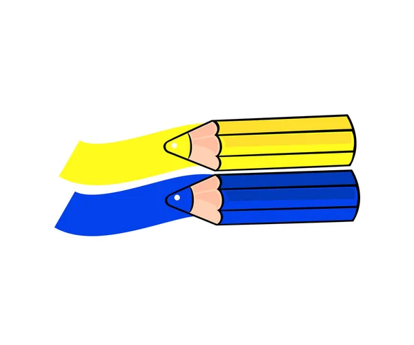 Two Pencils Blue Yellow Colors Concept Ukrainian Fight Freedom — Stock vektor