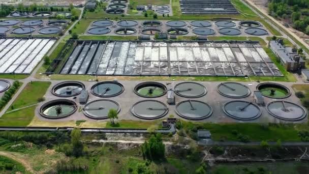 Aerial View Aeration Station Aerial View Wastewater Treatment Aerial View — Stock Video