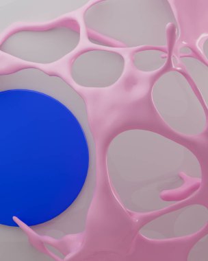 3d sunum sahnesinde metin için boşluk oluştur. Moda renkleri. Pembe ve elektrik mavisi renklerde soyut bir düzen. Sosyal medya paylaşımı için minimalist illüstrasyon