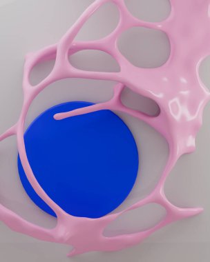 3d sunum sahnesinde metin için boşluk oluştur. Moda renkleri. Pembe ve elektrik mavisi renklerde soyut bir düzen. Sosyal medya paylaşımı için minimalist illüstrasyon