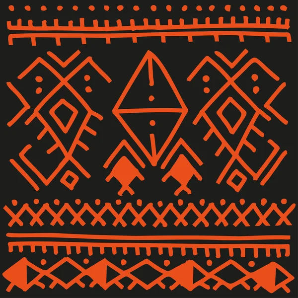 Mexican Style Abstract Background Vector Illustration Black Orange Colors Doodle — Vector de stock