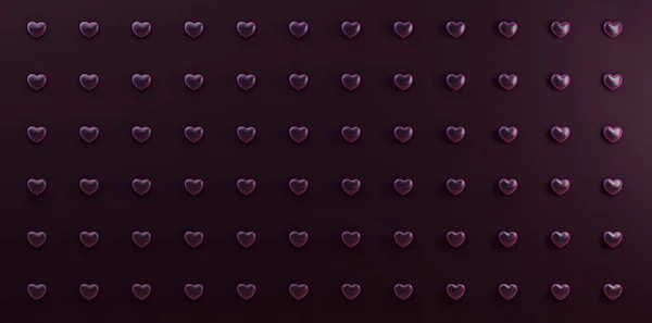Февраля Рендеринг Длинное Знамя Симметричным Рисунком Сердца Минималистичный Темно Фиолетовый — стоковое фото