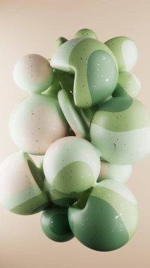 Uçan soyut şekillerin üç boyutlu çizimi. Yaratıcı, cesur arka plan, dikey duvar kağıdı ve geometrik tasarım. Pastel sıcak renkler. Parlak doku, eğim deseni 