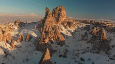 Türk kalesi Uchisar 'ın muhteşem manzarası 