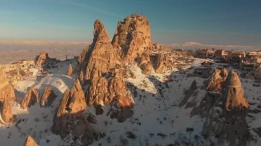 Türk kalesi Uchisar 'ın muhteşem manzarası 