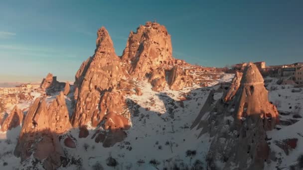 Incredibile vista della fortezza turca Uchisar — Video Stock