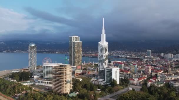 Vista aérea do vídeo editorial de Batumi — Vídeo de Stock