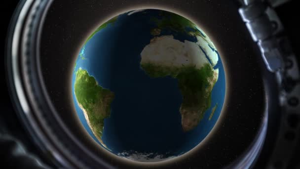 Departure from Earth on a spaceship. a sharp hyper-jump in space. The  receding planet Earth through the porthole of a spaceship. realistic 3d  animation — Stock Video © jarik2405 #542275336