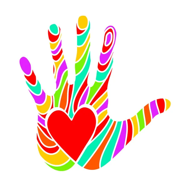 Coração Amor Valentine, Mão com conceito de coração de caridade e doação. Dar e compartilhar seu amor com as pessoas. — Vetor de Stock