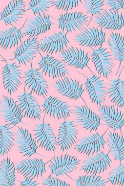 Mavi basit yaprak desenli minimalist arkaplan