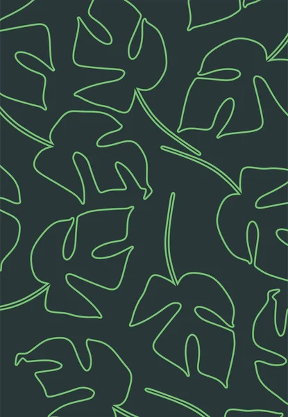 Minimalistische Achtergrond Met Eenvoudige Groene Bladeren Patroon — Stockvector