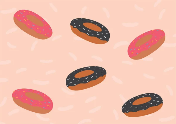 Uma Ilustração Donuts Com Duas Coberturas Diferentes — Vetor de Stock