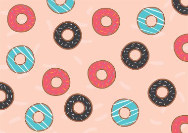 Üç farklı soslu donutların çizimi.