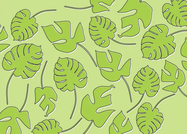 Минималистский Фон Простым Рисунком Зеленых Листьев — стоковый вектор