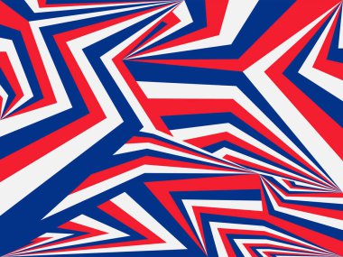 Kırmızı, beyaz ve mavi düzensiz çizgi desenli soyut arkaplan