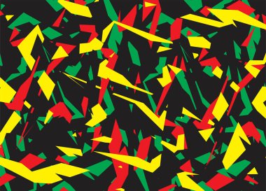 Rastafari renk temalı kırık cam desenli soyut arkaplan