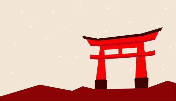 Enkel Illustration Japanska Gate Torii Med Några Kopia Utrymme Område — Stock vektor