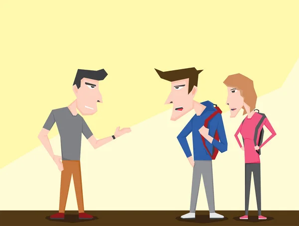 Eine Illustration Von College Jungen Und Mädchen Diskutieren Miteinander — Stockvektor