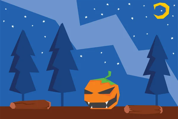 Une Illustration Citrouille Halloween Sur Forêt — Image vectorielle