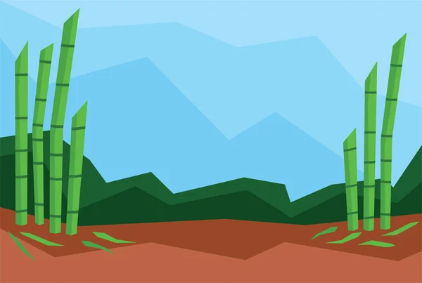 Illustration Quelques Bambous Dans Forêt — Image vectorielle