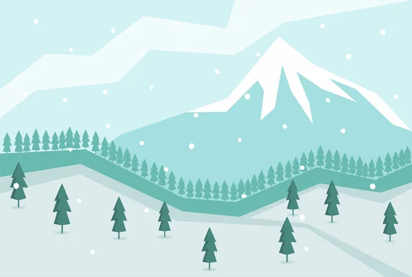 Une Illustration Paysage Scène Neige Colline Avec Montagne Derrière — Image vectorielle