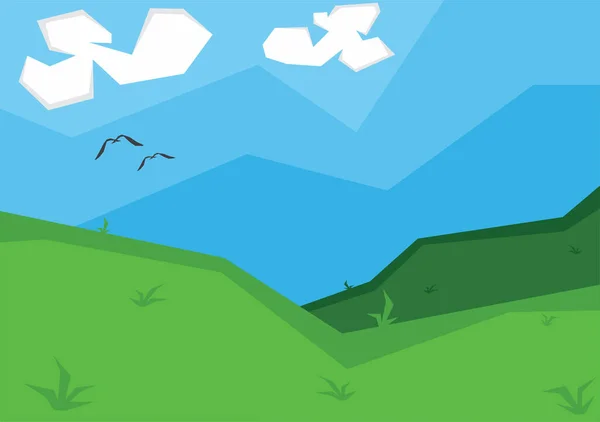 Eine Illustration Des Grünen Feldes Mit Blauem Himmel — Stockvektor
