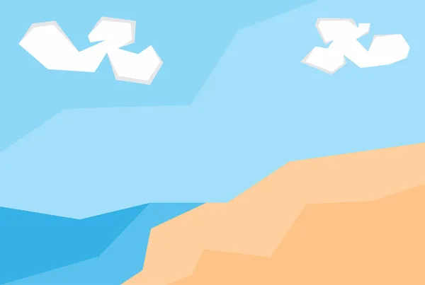 Ілюстрація Пляжної Сцени Блакитним Небом — стоковий вектор