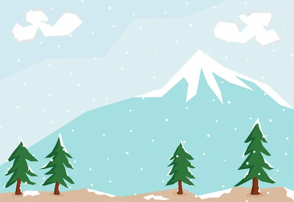 Une Illustration Paysage Scène Neige Colline Avec Montagne Derrière — Image vectorielle