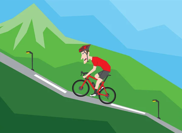Dağda bisiklete binen bir adamın resmi.
