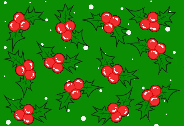 Weihnachten Hintergrund Mit Nahtlosen Roten Beeren — Stockvektor