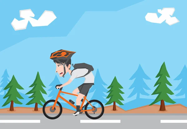 Εικονογράφηση Ενός Αγοριού Που Κάνει Ποδήλατο Την Ημέρα — Διανυσματικό Αρχείο