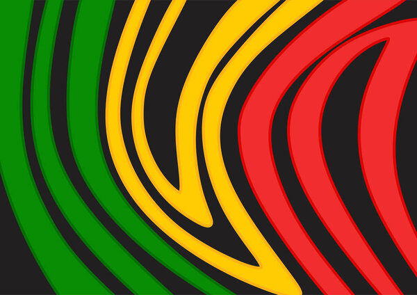 Simple background with waving motion lines pattern and with Jamaican color theme