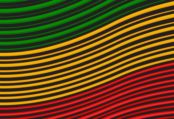 Simple background with waving motion lines pattern and with Jamaican color theme
