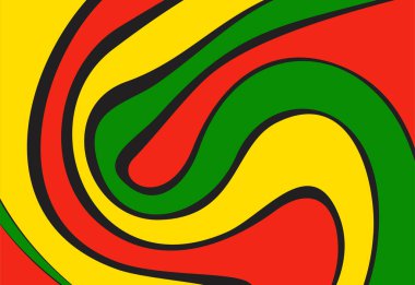 Simple background with abstract motion wave pattern and with Jamaican color theme clipart