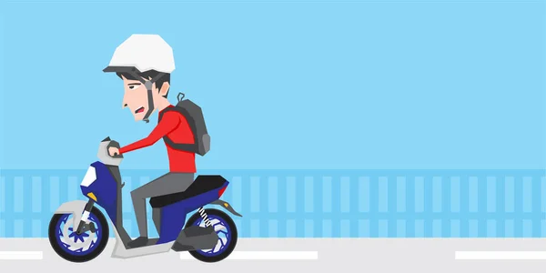 Illustration Man Riding Scooter — Stock Vector