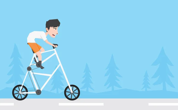 Illustration Boy Riding Tall Bike — Stock Vector