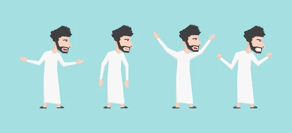 Illustration Set Arabic Man Some Different Expressions — 스톡 벡터