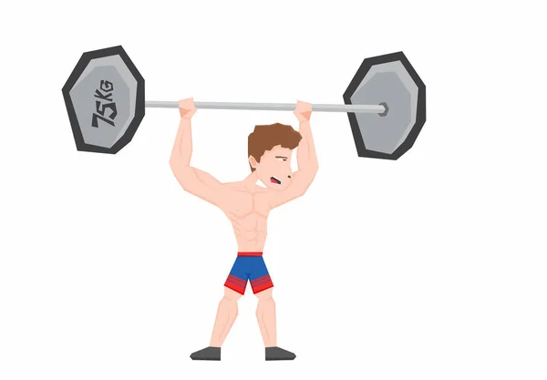 Illustration Man Muscular Body Lifting Barbell — стоковый вектор