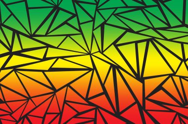 Simple geometric background with gradient color irregular triangle pattern and with Jamaican color theme. Abstract interior wallpaper clipart