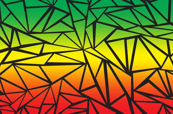 Simple Geometric Background Gradient Color Irregular Triangle Pattern Jamaican Color — Vetor de Stock