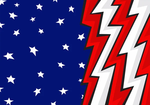 Streszczenie Tło Amerykańskiej Flagi Tematu Postrzępione Zygzakiem Linii Niektórych Gwiazd — Wektor stockowy