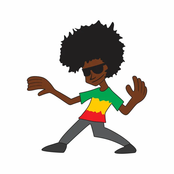 Illustration Eines Tanzenden Jamaikanischen Mannes Mit Hemd Der Farbe Der — Stockvektor