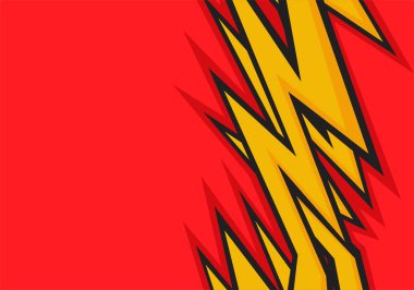 Sarı dikenli ve zikzak çizgisi desenli soyut kırmızı arkaplan ve bazı kopyalama alanı