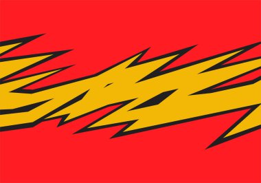 Sarı dikenli ve zikzak çizgisi desenli soyut kırmızı arkaplan ve bazı kopyalama alanı